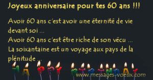 Lire la suite à propos de l’article Idée de message texte anniversaire 60 ans