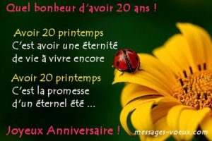 Lire la suite à propos de l’article Messages anniversaire 20 ans Humour Amour et Amitié