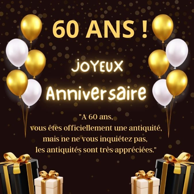 Carte anniversaire 60 ans Humour pour vœux de joyeux anniversaire drôle